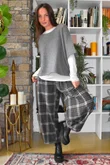 Patrick Plaid Brushed Cotton 7/8 Barrel Pant Grey